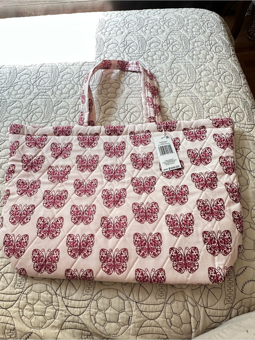 Vera Bradley Pink Quilted Butterfly Tote